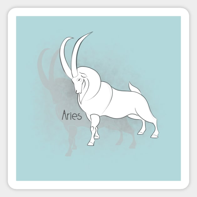 Zodiac sign Aries - Black and white lineart Sticker by Red Fody